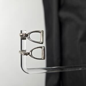 Sterling Silver Stirrup Earrings 925 Equestrian Horse Tack Dangle Minimalist